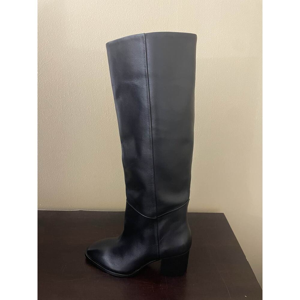 Banana Republic Women's Black Leather Block Heel Knee High Boots - Picture 4 of 5